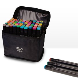 Crosspack Vibrant Colouring Pens: 60 Dual Tip Alcohol Markers - Premium Marker Pens Set for Artists - Versatile Art Markers for Drawing, Sketching, and Highlighting - Includes Carrying Case