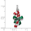 Precious Accents Sterling Silver Rhodium-plated Enamel Candy Cane Charm
