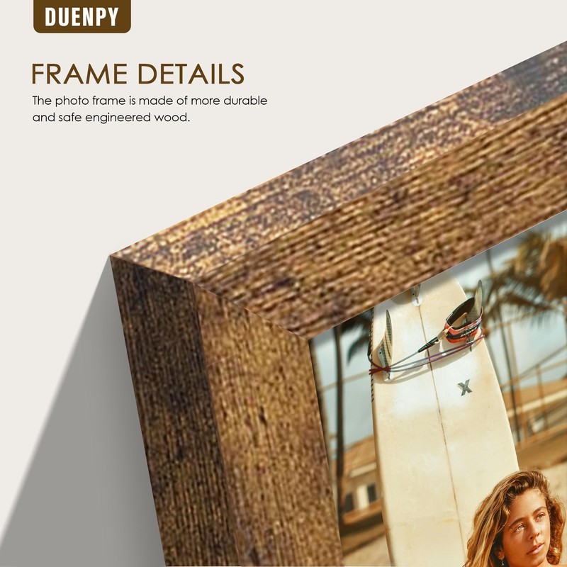 DUENPY 4 Folding 5x7 Picture Frame Horizontal Engineered Wood Accordion