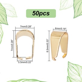 PH PandaHall 50pcs 201 Stainless Steel Snap on Bails Golden Pinch Clip Bail 18K Gold Plated Pendant Bail Connector Charm Clasp Clips for Necklace Earring Bracelet Choker Jewelry Making, 8.5mm Long