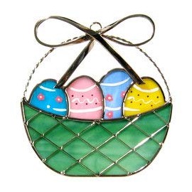 Easter Basket Suncatcher in Real Stained Glass
