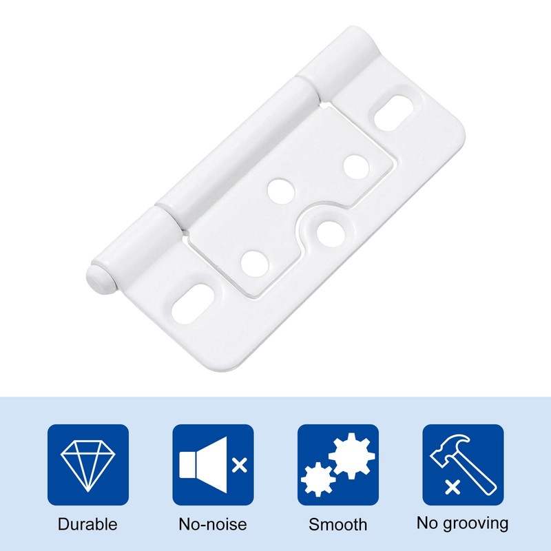 uxcell 12Pcs 3x1.4 Inch Door Hinges Non-Mortise No Noise Bifold