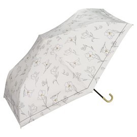 [2025] Wpc. 801-12623-102 Parasol Light Filtering Flower Drawing Mini Off <100% Shading Ratio / 100% UV Reduction / UPF 50+/Heat/Rain Protection> Folding Umbrella, Ribs, 21.7 inches (55 cm), Work