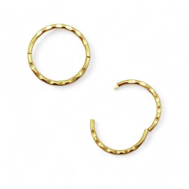 24K Gold Plated On 925 Sterling Silver Facet Hoop Earrings - Small Thin Handcrafted - 8mm 10mm 12mm 14mm