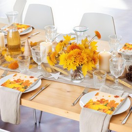 50Pcs Fall Cocktail Napkins, Thanksgiving Dinner Napkins Paper Disposable, 6.5" Autumn Pumpkin Maple Leaf Luncheon Decoupage Hand Towels for Baby Shower, Birthday, Wedding, Farmhouse, Harvest Party