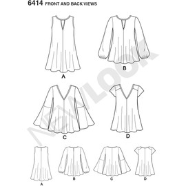New Look Patterns Misses' Tunic and Top with Neckline Variations Size: A (8-10-12-14-16-18-20), 6414