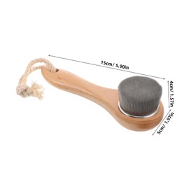 Baluue Facial Scrubber Soft Fiber Bristles Men's Wood Handle Face Washer Exfoliator for Clean