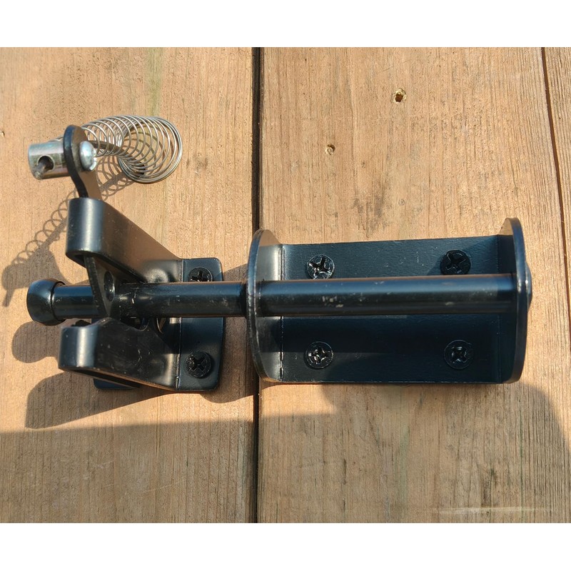 Door Latch - Self-Locking Gate Latch for Outdoor Fence, Black