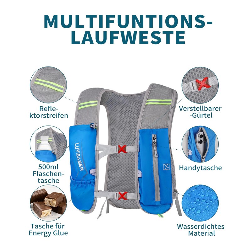 Running Vest Men Women Lightweight Reflective Hydration Backpack Breathable Running