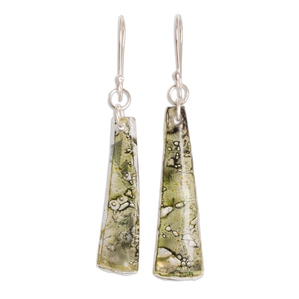 NOVICA Artisan Handmade Recycled Cd Dangle Earrings Green from Guatemala