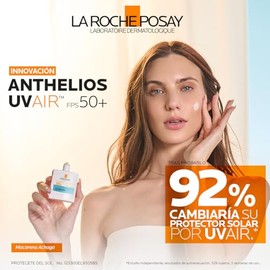 La Roche-Posay Anthelios UVAir Protector Solar Invisible y Ultraligero FPS50+ con Ácido Hialurónico, Niacinamida y Sistema Avanzado de Filtros UVA/UVB
