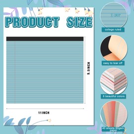 Lincia 6 Pads 11" x 9.5" Legal Pads College Ruled Notepad Landscape Pads of Paper Colored Lined Paper Pads 40 Sheets/Pad 80 GSM Assorted Colors Pastel Writing Pads for School Office (Vintage Color)