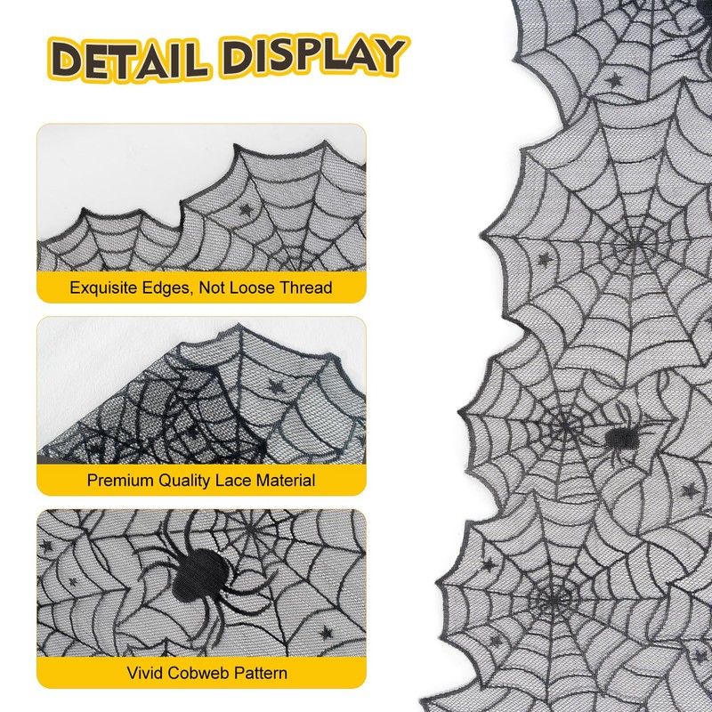 PIGETALE Black Lace Halloween Tablecloth Rectangular Overlay 54 x 72