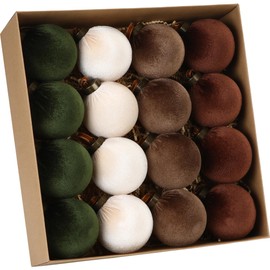 Sea Team 16-Pack Flocked Velvet Cloth Christmas Tree Ball Ornaments Set, Hanging Velour Baubles, Shatterproof Plastic Decorations for Xmas Tree, Wreath, Garland, 80mm/3.15 Inches, Prairie Fall