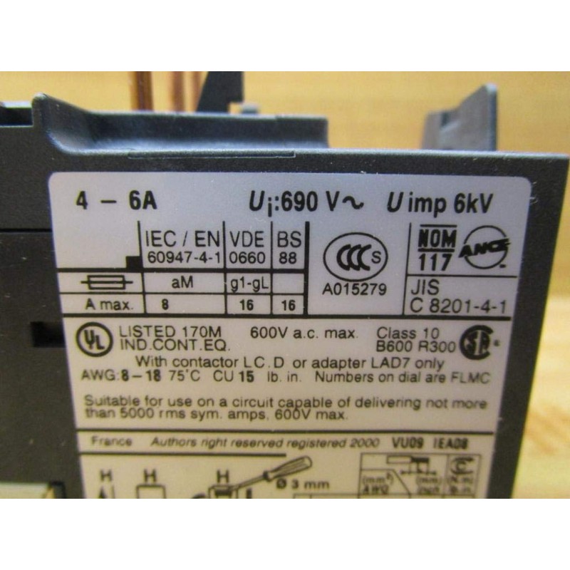 Square D Lrd10 6A 600V Overload Relay
