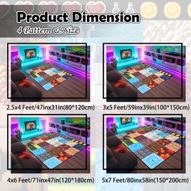 Cool Game Rug for Teen Boys Room Funny Gamer Rug for Boys Bedroom, Gaming Carpet Kids Play Mat for Living Room Playroom Game Decoration Floor Mats, 2'5''x4'