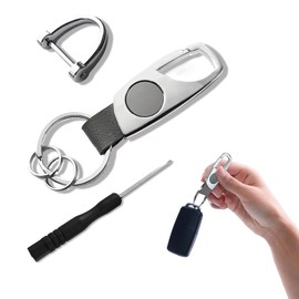 QZTYTY Carabiner Keychain, Key Fob Key Chain, Car Keychain Clip with 2 Key Rings and D-Ring, Car Accessories Keychain Fit Men (Silver/Gray)