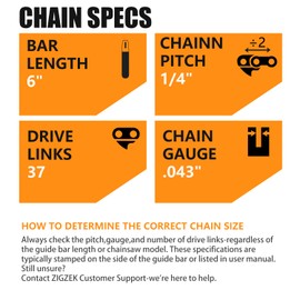 6 Inch Chainsaw Chain 1/4" Pitch .043" Gauge 37 Drive Links Pole Saw Chain (3 Chains)