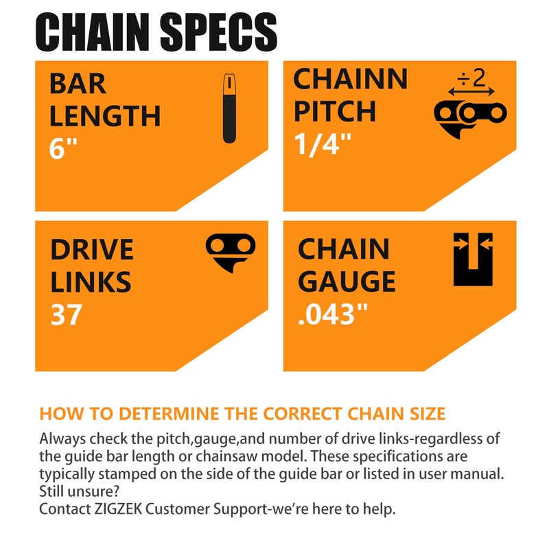 6 Inch Chainsaw Chain 1/4" Pitch .043" Gauge 37 Drive