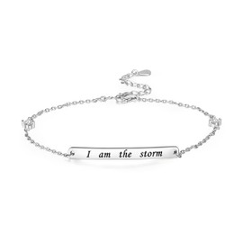 JXJL I am the Storm Bracelet - 925 Sterling Silver Inspirational Encouragement Motivational Bracelets Jewelry for Women Men