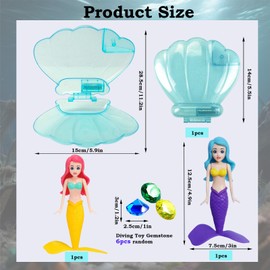Aisszhao 2pcs Mermaids Pool Diving Toys Set with Shell Gem Toys,Swimming Pool Sinking Toy Mermaid Underwater Diving Toy,Kids Swimming Pool ToyAccessories,Diving Games Training Girls MermaidGifts