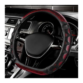 SHMZK Car Steering Wheel Cover, 15 Inch Anti-Slip Steering Wheel Cover Protector with 3D Honeycomb Design, Universal Steering Wheel Covers for Car Truck SUV, Car Accessories (Red)