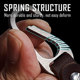 KeyUnity KM02 Titanium Belt Clip Carabiner Leather Keychain Holder with Removable Stainless Steel Key Ring