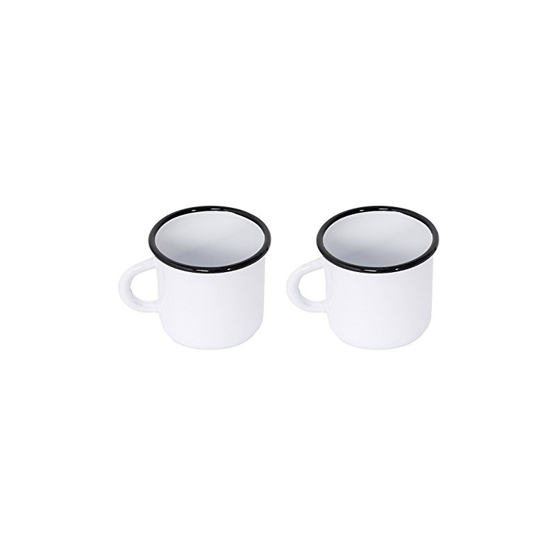 Madacha 2 Large Metal-Enamelled Mugs - White - 400 ml