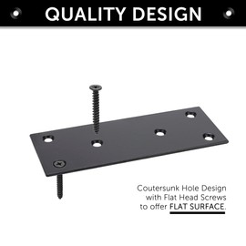 4 Pcs Flat Straight Mending Metal Plate 1-15/16" x 5", Heavy Duty Black Straight Bracket, Repair Joining Fixing Brace for Wooden Furniture，6 Holes with 2 Sizes Screws