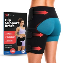 ARMSTRONG AMERICA Hip Brace Thigh Compression Sleeve – Hamstring Compression Sleeve & Groin Compression Wrap for Hip Pain Relief. Support for Hips, Sciatica, Quad Muscle Strains (Left, Small/Medium)