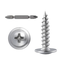 Wensilon (300 pcs)#8×3/4" Phillips Truss Head Wood Screws Stainless Steel 410 Quick Metal Self Tapping