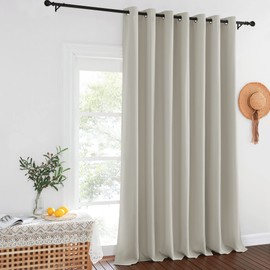 NICETOWN Extra Wide Blackout Sliding Door Curtains 95 inch Length - Grommet Insulated Curtain Light & Sound Blocking Drape for French Door/Patio Door (Natural, W100 x L95, 1 Panel)