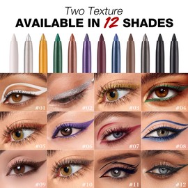 Eyeliner-Stift-Set, schimmernder, matter Eyeliner-Stift, cremiger, einziehbarer Eyeliner, ultrapigmentiert, schnell trocknend, wasserfest und wischfest, kreiert fette und definierte Linien (#ALL)