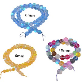 Matte Aurora Crystal Glass Beads Gemstone 6MM Dark Blue Frosted Glitter Shining Mermaid Round Loose Beads Frosted Moonstone for Jewelry Making