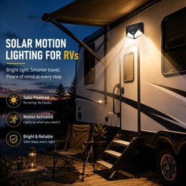 Solar RV Porch Light for Outdoor Use – Motion Sensor Waterproof LED Light for Campers, Trailers & Awnings
