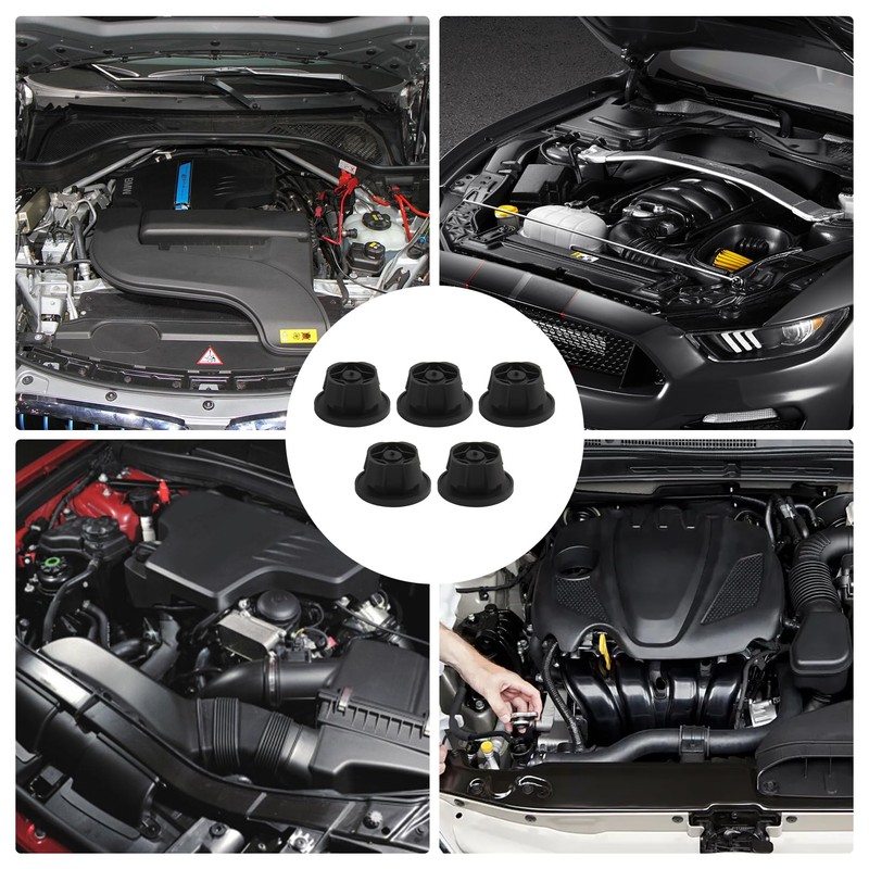 Pack of 5 rubber engine cover clips for engine cover,