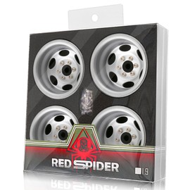 REDSPIDER•Negative Offset -10mm 1.9'' Beadlock Wheels Deep Dish Metal(4pcs) Retro Design for Scale 1/10 RC Crawler Axial SCX10 TRX4 VS4-10 Redcat Gen8 RC4WD D90 Rock Crawler (Silvery)