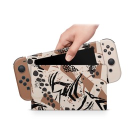 ZOOMHITSKINS Compatible with Switch Skin Cover, Autumn Milk Coffee Cappucino Leaves Botanic, Vinyl Decal Sticker Wrap, Made in The USA