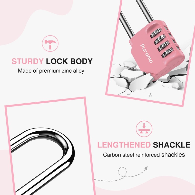 Puroma 1 Pack 2.6 Inch Long Shackle Combination Lock 4