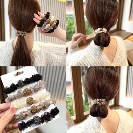 Dulraxin Hair Rubber Hair Rubber Ring Rubber Hair Ornaments Set of 5 Women Stylish Hair Accessories Fashion Commuting to Work Adults School Everyday Office Simple Trend Accessory Simple Cute Rubber
