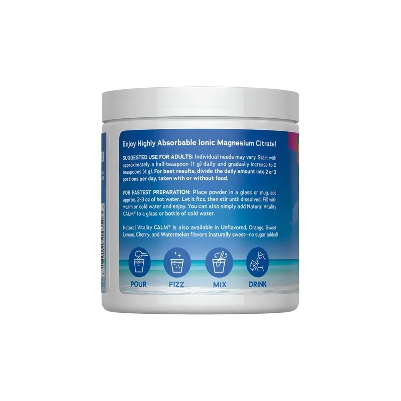 Natural Vitality Calm Magnesio en Polvo Magnesium Citrate Powder, Raspberry