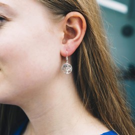 Philip Jones Sterling Silver Tree of Life Drop Earrings