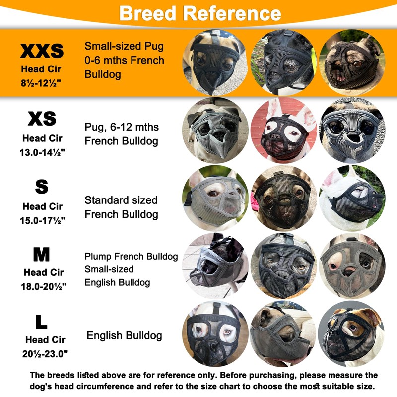 BARKLESS French Bulldog Muzzle, Short Snout Mesh Dog Muzzle with