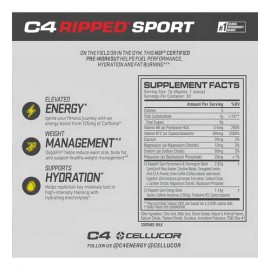 C4 Sport Ripped Cellucor - Pre Entreno Extremo Quemador Sabor Arctic Snow Cone