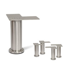 AKB Hardware Stainless Steel Straight Metal Sofa Legs, Furniture Legs, Round Tube - Set of 4 New (4-7/8")