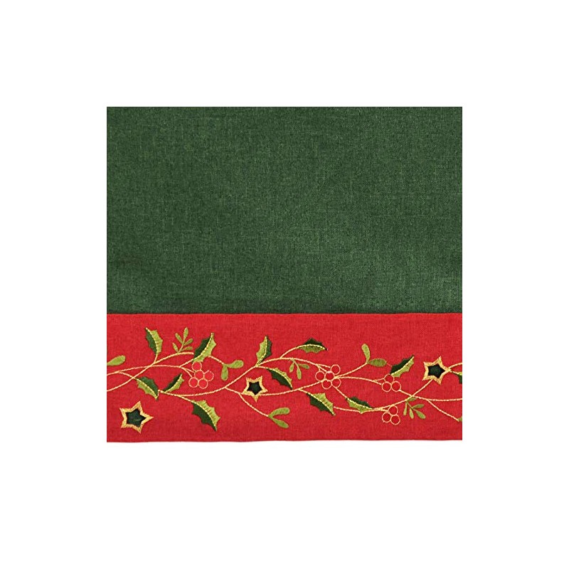 Mr Crimbo 70" Round Christmas Tablecloth Green Red Holly Polyester