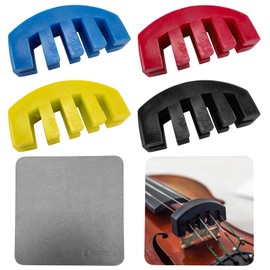 4 Pieces Violin Silencer, Violin Mute Muffler for Violin, Violin Mute Ultra Practice Silencer for Musical Instruments (Black, Yellow, Blue, Red)
