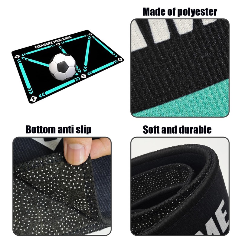 1 Piece Football Training Mat, 4 Pieces Triangular Non-Slip Stickers,