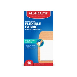 All Health Flexible Fabric Adhesive Bandages, XL 2 in x 4 in, 10 ct | Extra Large Flexible Protection for First Aid and Wound Care