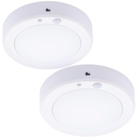 LIT-PaTH Battery Operated Motion Sensor LED Ceiling Light, 6.1inch Flush Mount Light 5000K 150 Lumens, Wireless Nightlight for Closet Laundry Stair- Darkness Use Only, 4-Pack (Battery Not Included)